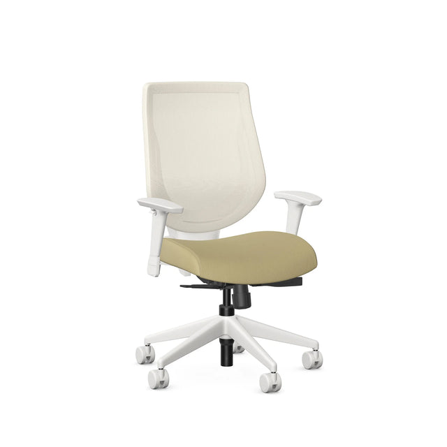 Chaise de bureau blanche avec dossier en maille Youtoo