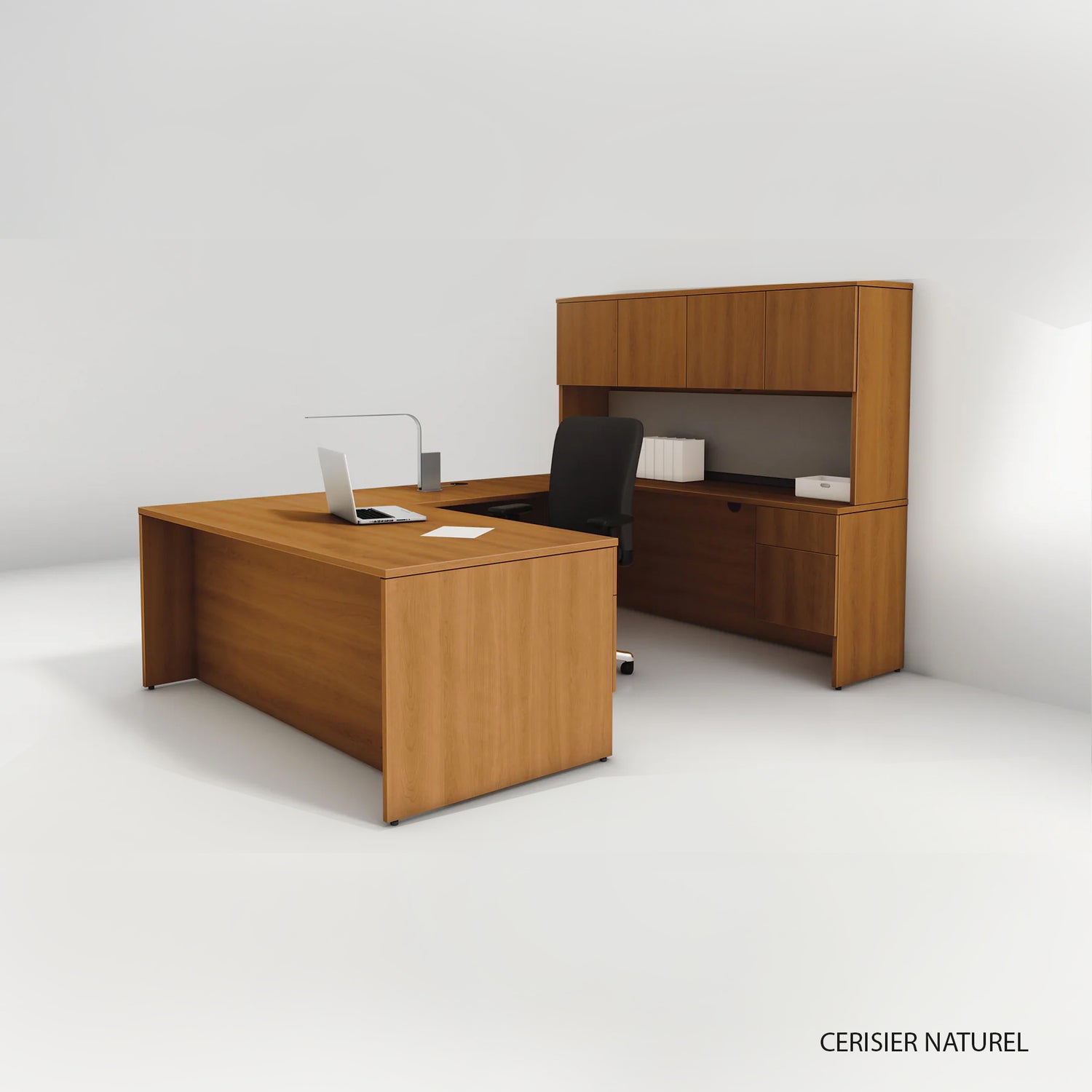 U-shaped desk with right return and freestanding hutch - 400E Series