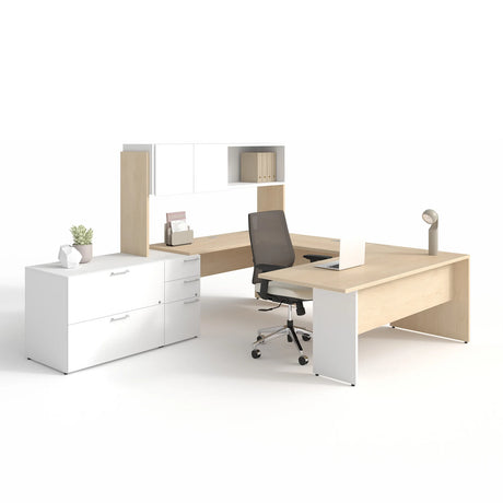 Bureau en U, couleur Érable/Neige - Concept C.A.