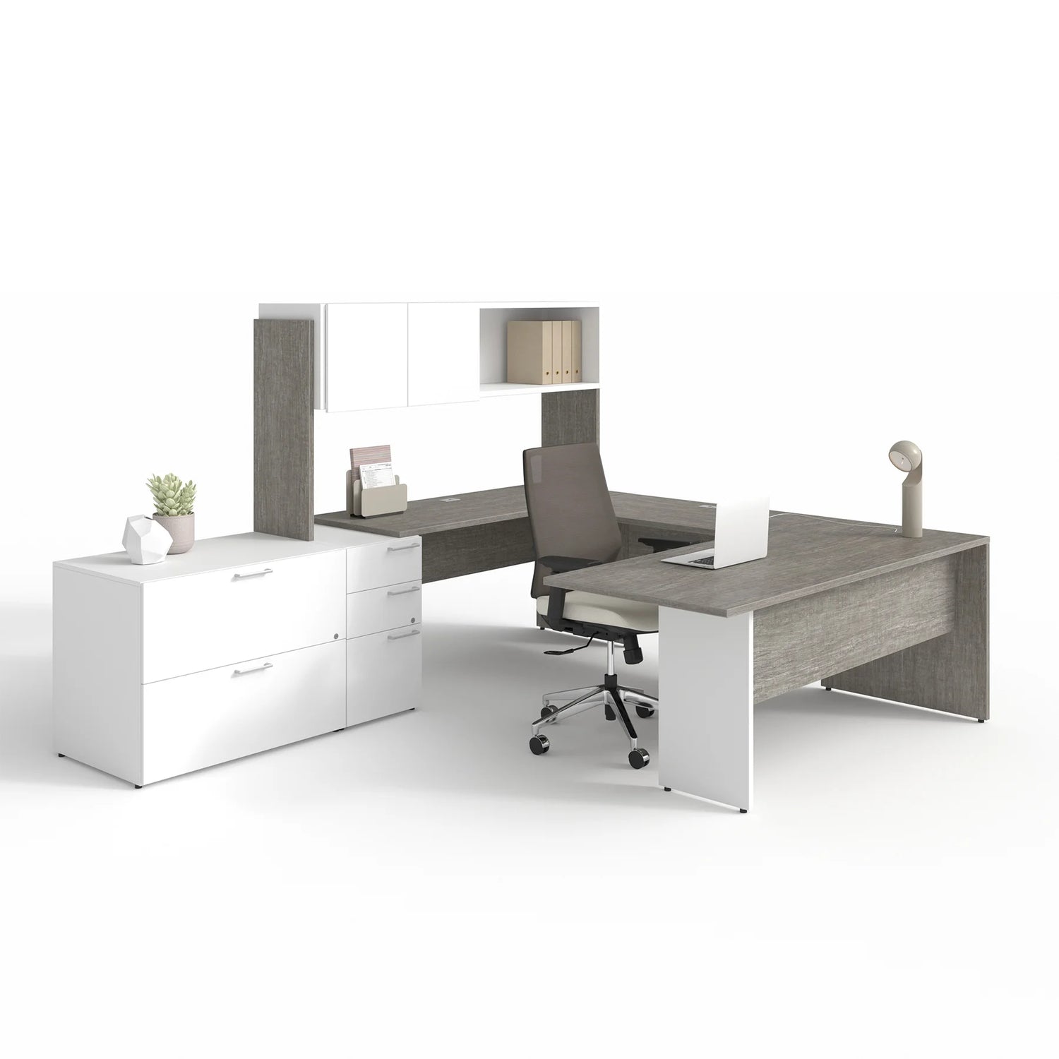 Bureau en U, couleur Niagara/Neige - Concept C.A.