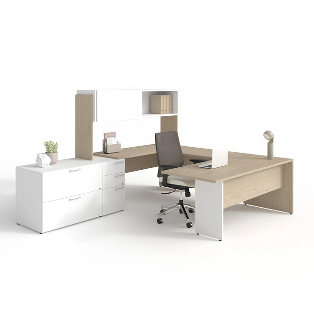 Bureau en U, couleur Sahara/Neige - Concept C.A.