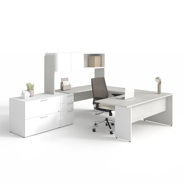 Bureau en U, couleur Salta/Neige - Concept C.A.