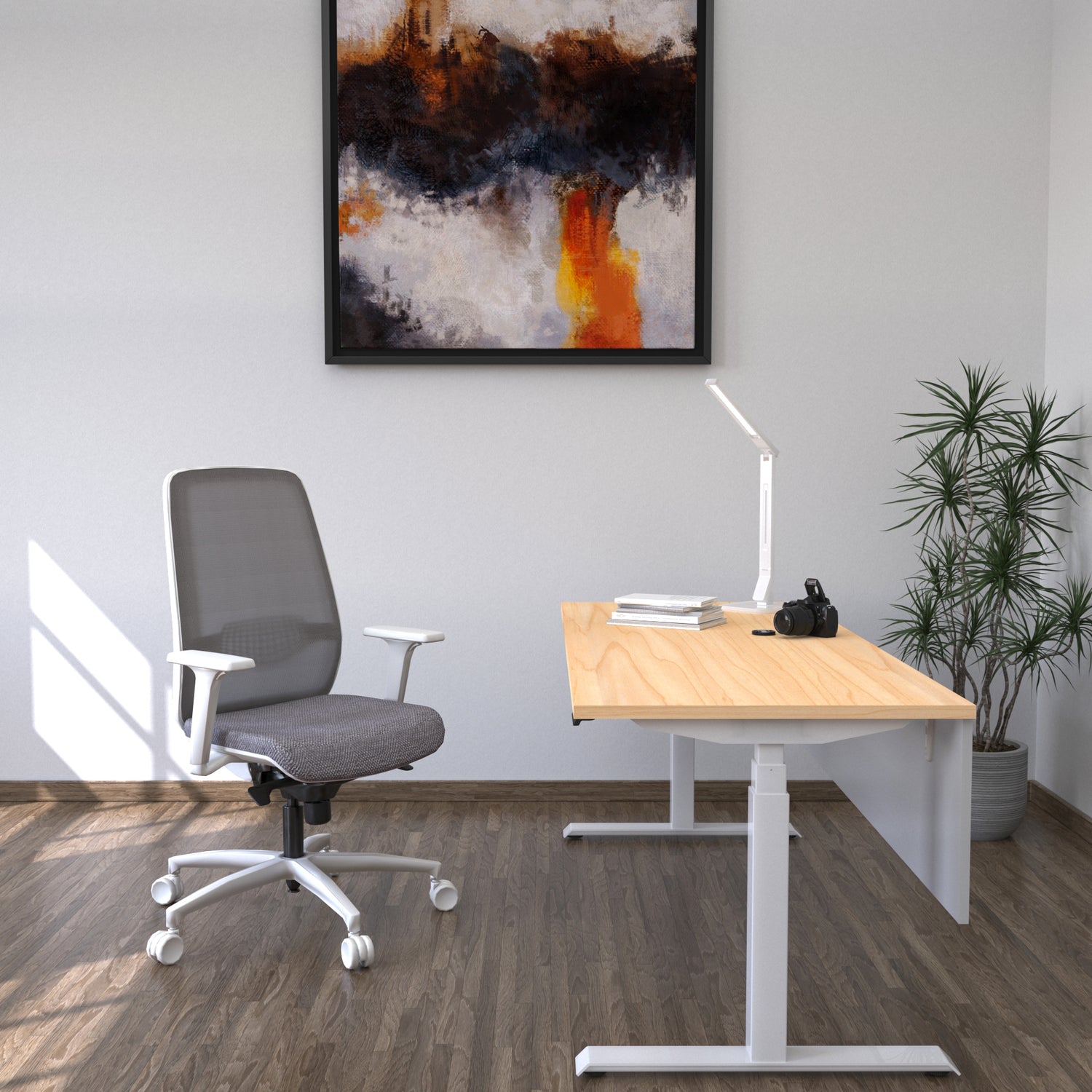 Chaise de bureau blanche dossier en maille L1