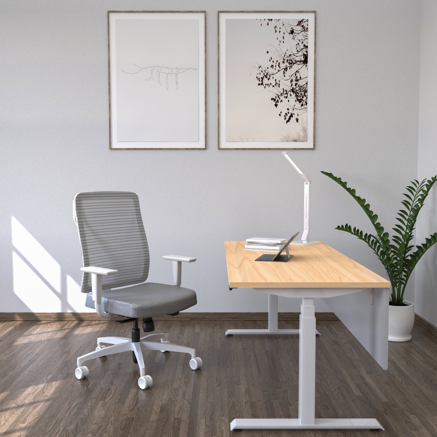 Chaise de bureau dossier moyen, bâti blanc Levo