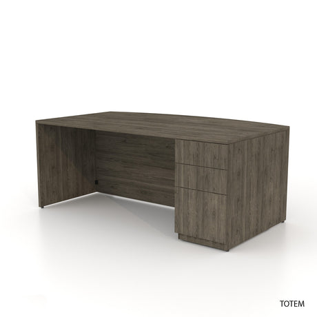 Bureau en arc de couleur Totem avec caisson à droite, vue intérieure - Groupe Lacasse