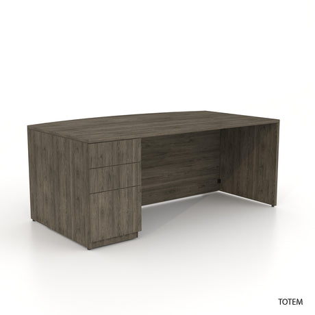 Bureau en arc de couleur Totem avec caisson à gauche, vue intérieure - Groupe Lacasse