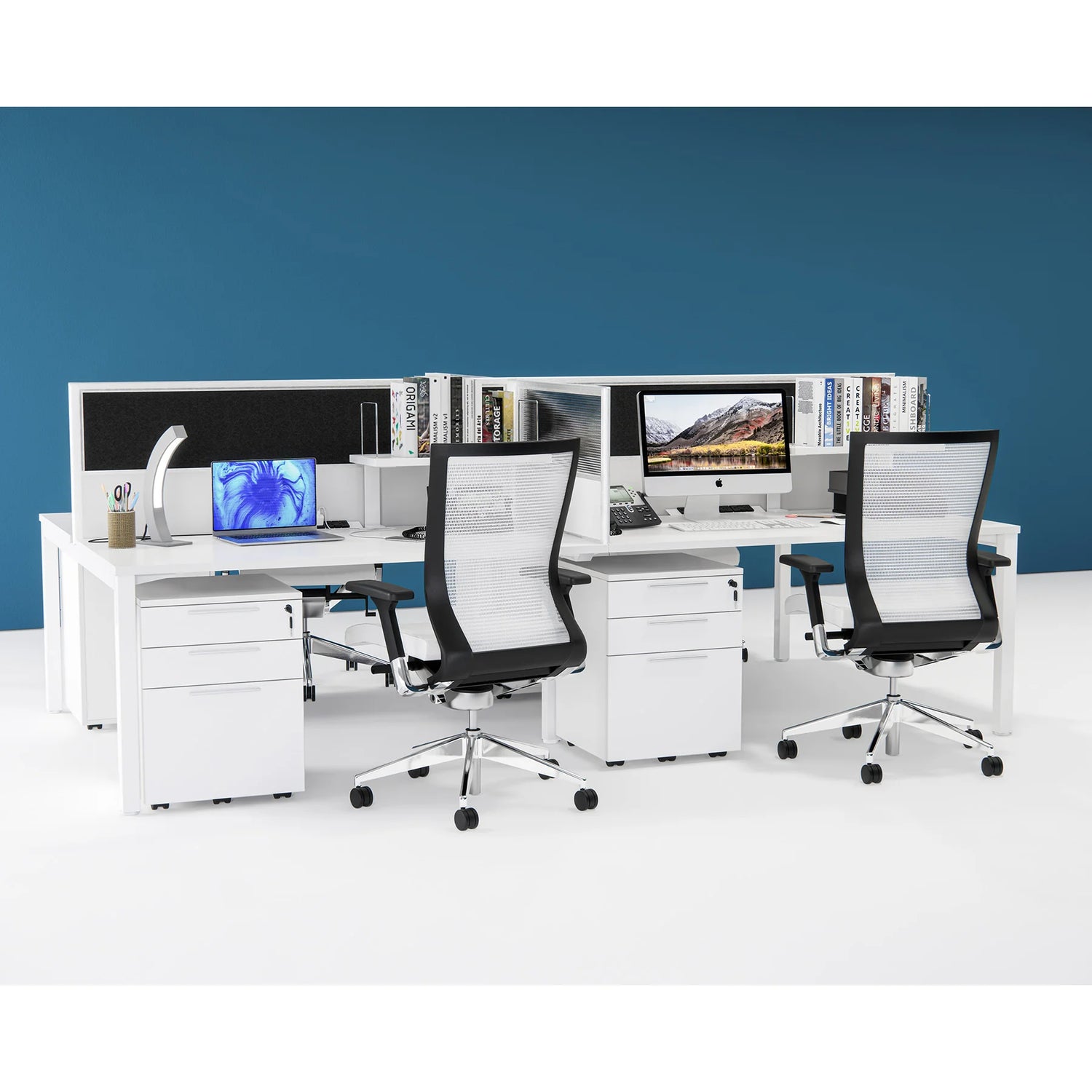 Ensemble de 4 bureaux droits avec rangement, Axis - Workspace48