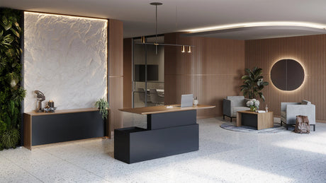 Bureau ajustable avec rangement arrière et coin attente - Collection Nex