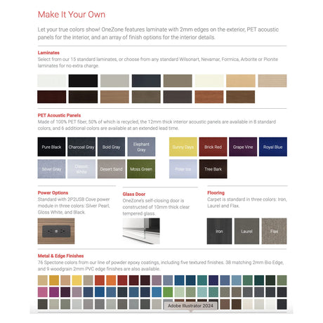 Couleurs et finis pour la cabine acoustique  OneZone de Spec