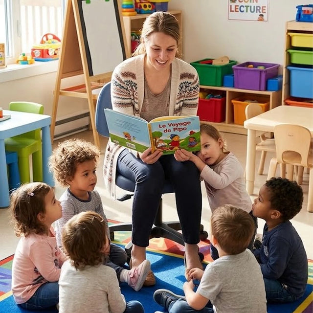 Adjustable chair with backrest for educator