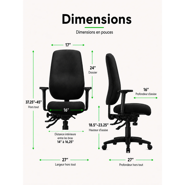Chaise ergonomique Cierra Très Petite Taille