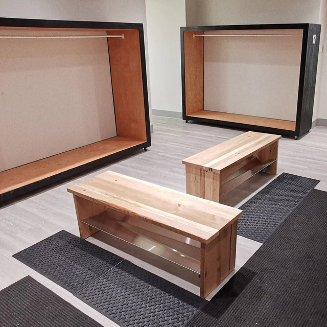 All-wood entrance bench with shoe storage, Noble