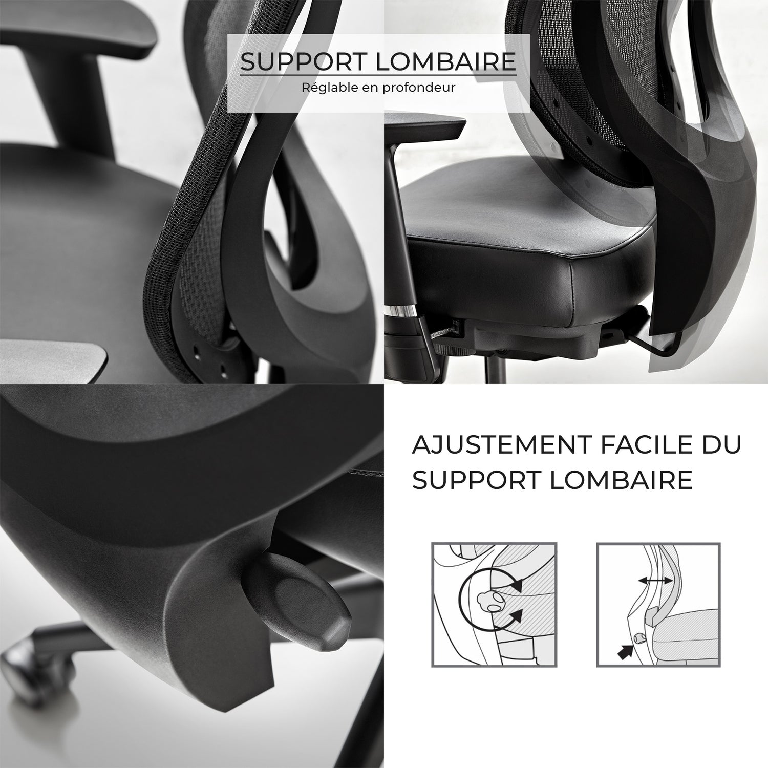 Chaise de bureau blanche avec dossier en maille Youtoo