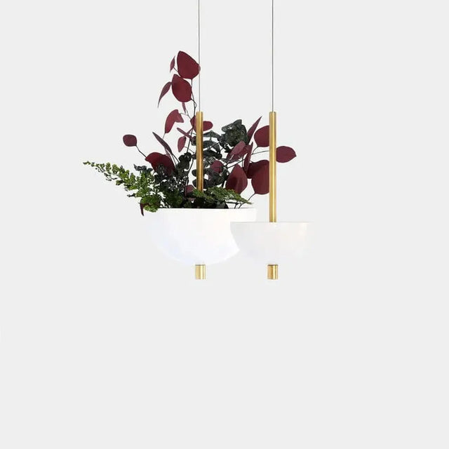 Suspension végétale Hémisphère design ByNature avec verdure luxuriante dans un espace moderne