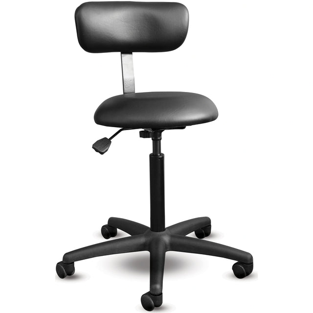 Tabouret Shoptech 097 noir avec dossier rembourré réglable, vérin PC1000 et roulettes