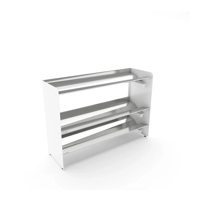 Titan 3 tablettes en stainless, côtés blanc
