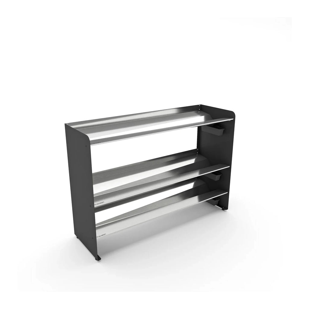 Titan 3 tablettes en stainless, côtés noir