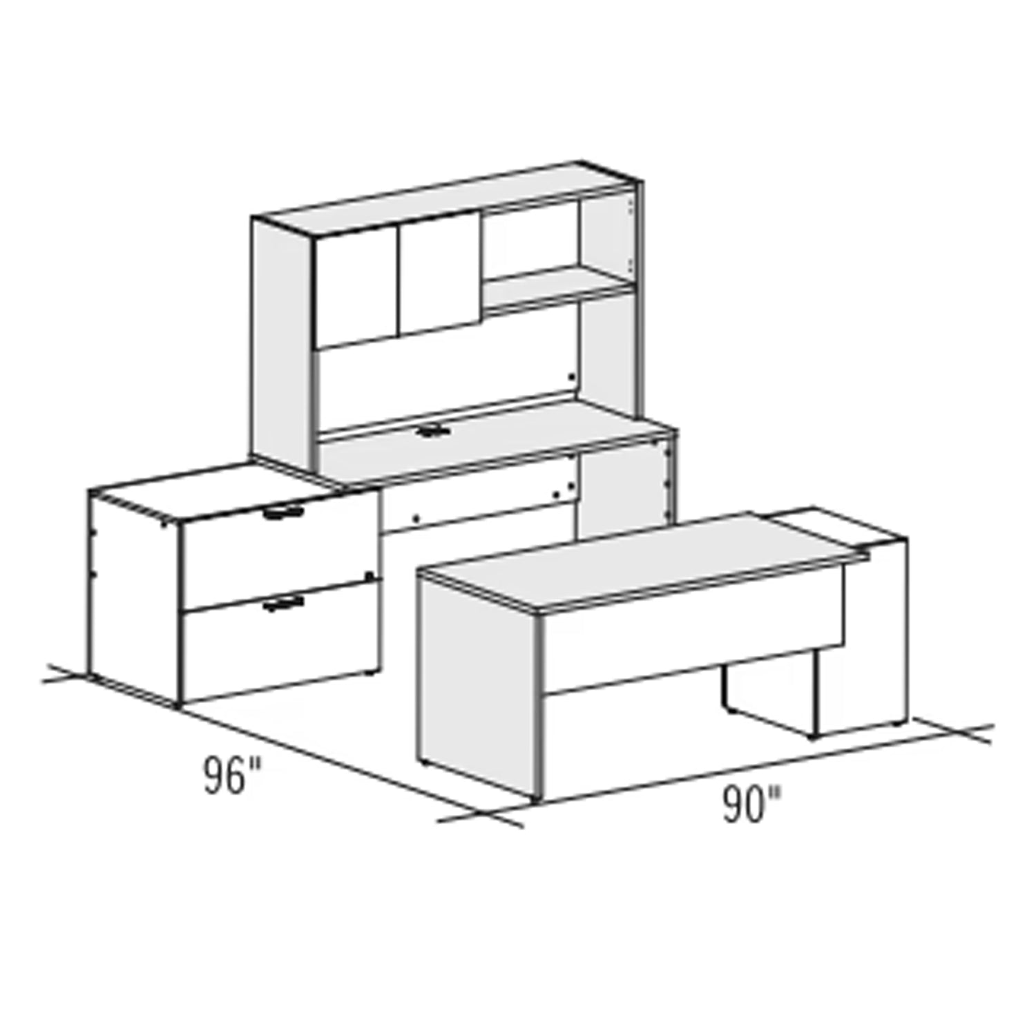 Bureau droit exécutif avec rangement arrière Concept C.A.