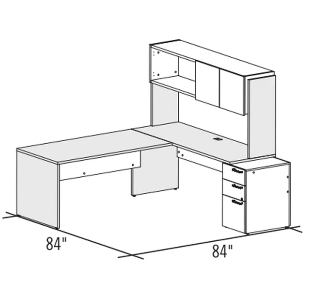 Bureau en L réversible avec huche Concept C.A.
