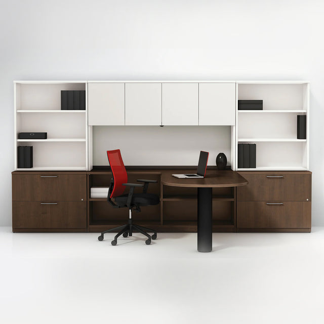 Bureau en L réversible avec étagère et rangement, Concept 400E