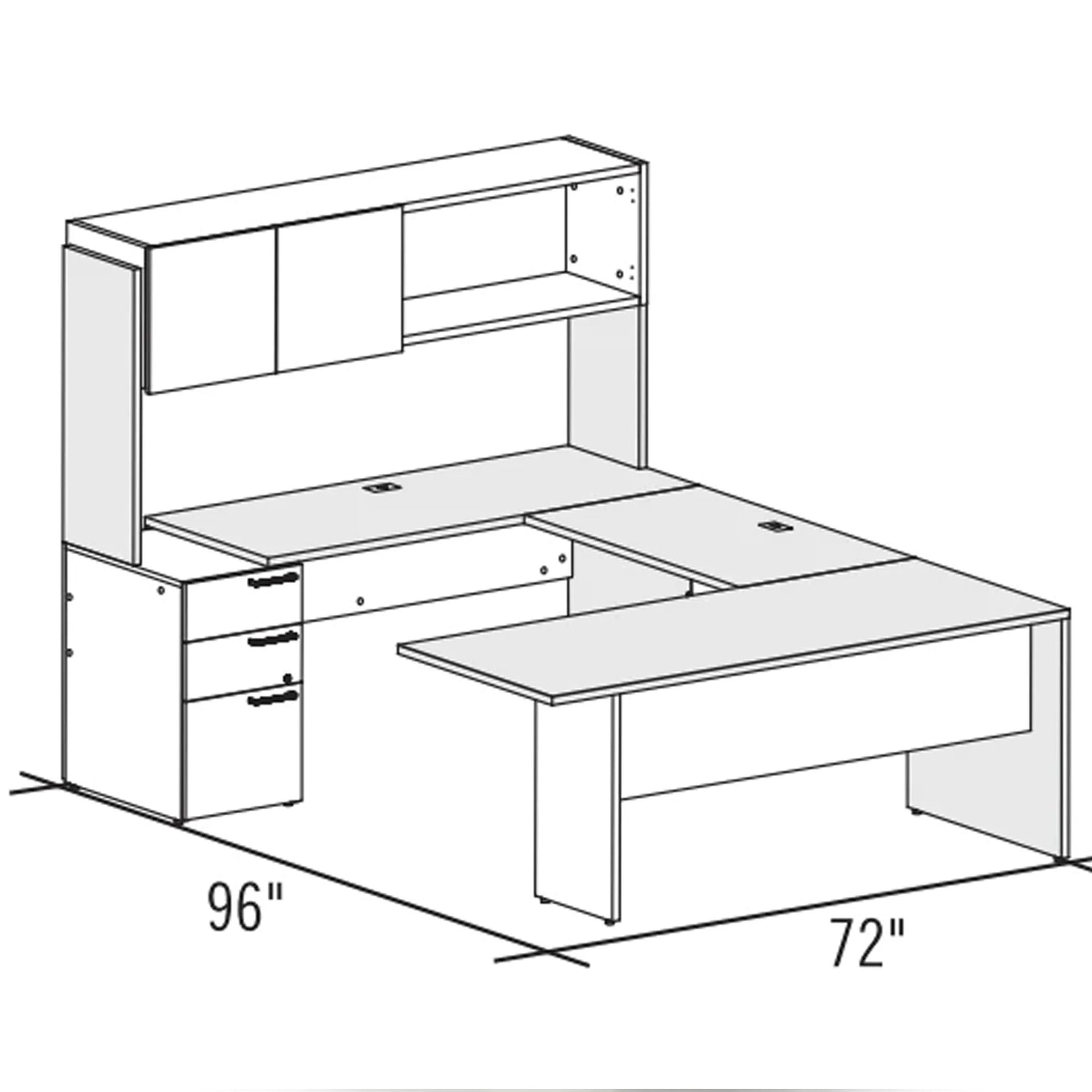 Bureau en U réversible avec étagère Concept C.A.