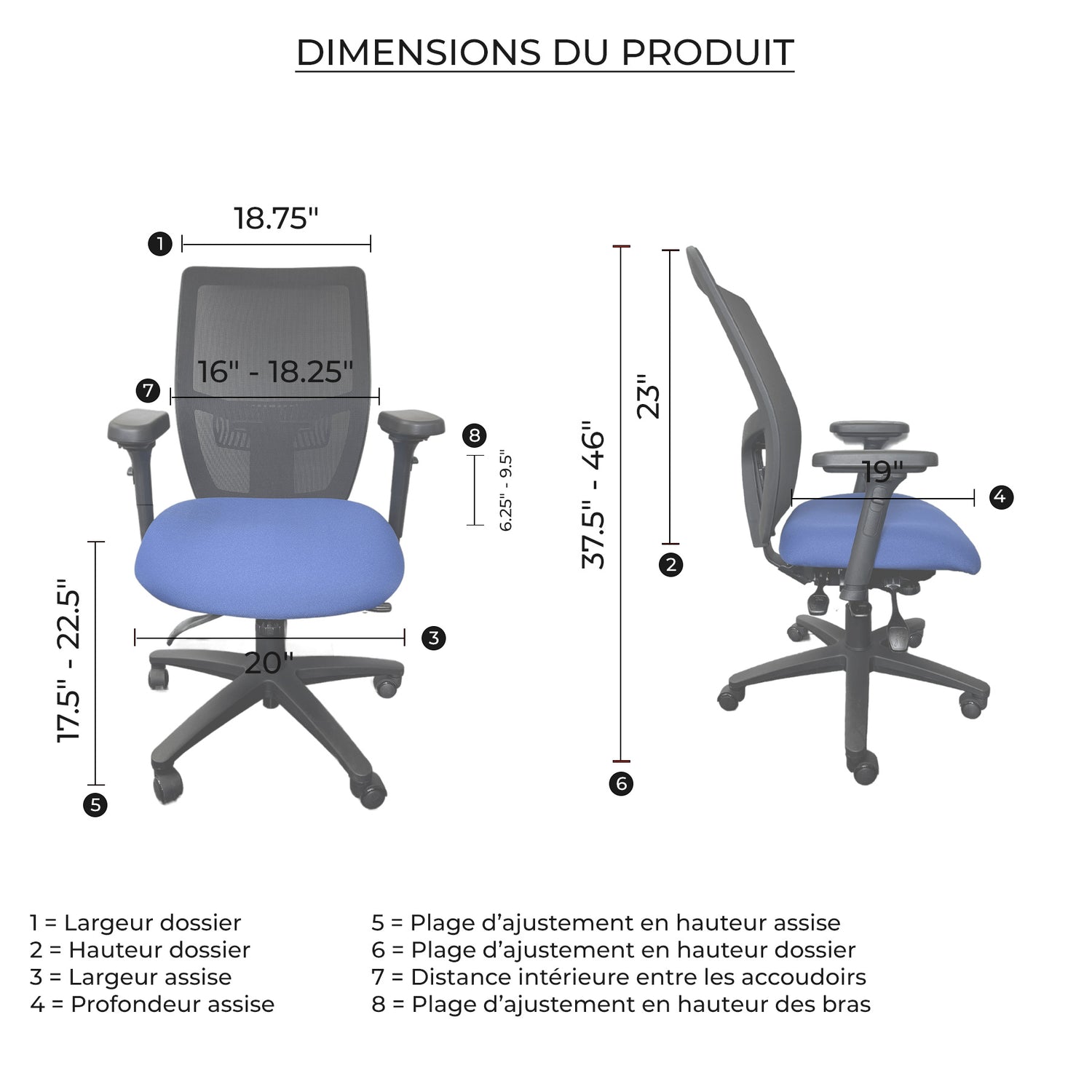 Chaise de bureau ergonomique dossier en maille Supportech