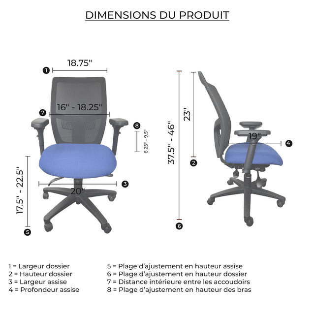 Chaise de bureau ergonomique dossier en maille Supportech