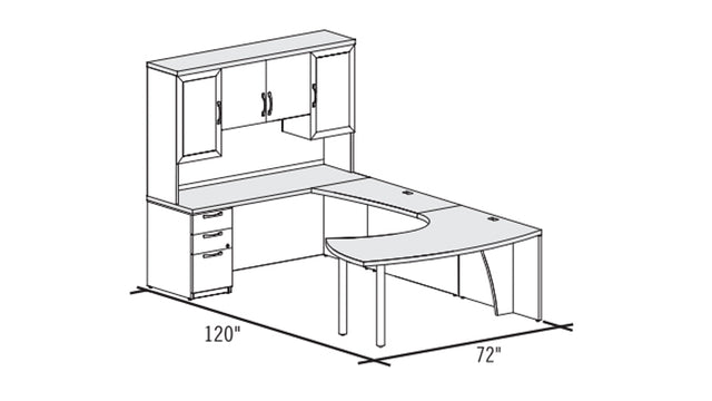 U-shaped desk with freestanding hutch - Morpheo Series