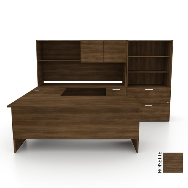 Bureau en U avec étagère et bibliothèque/classeur, Concept 300