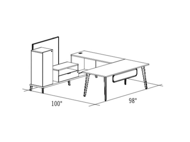 Bureau en U avec rangement - Série Stad