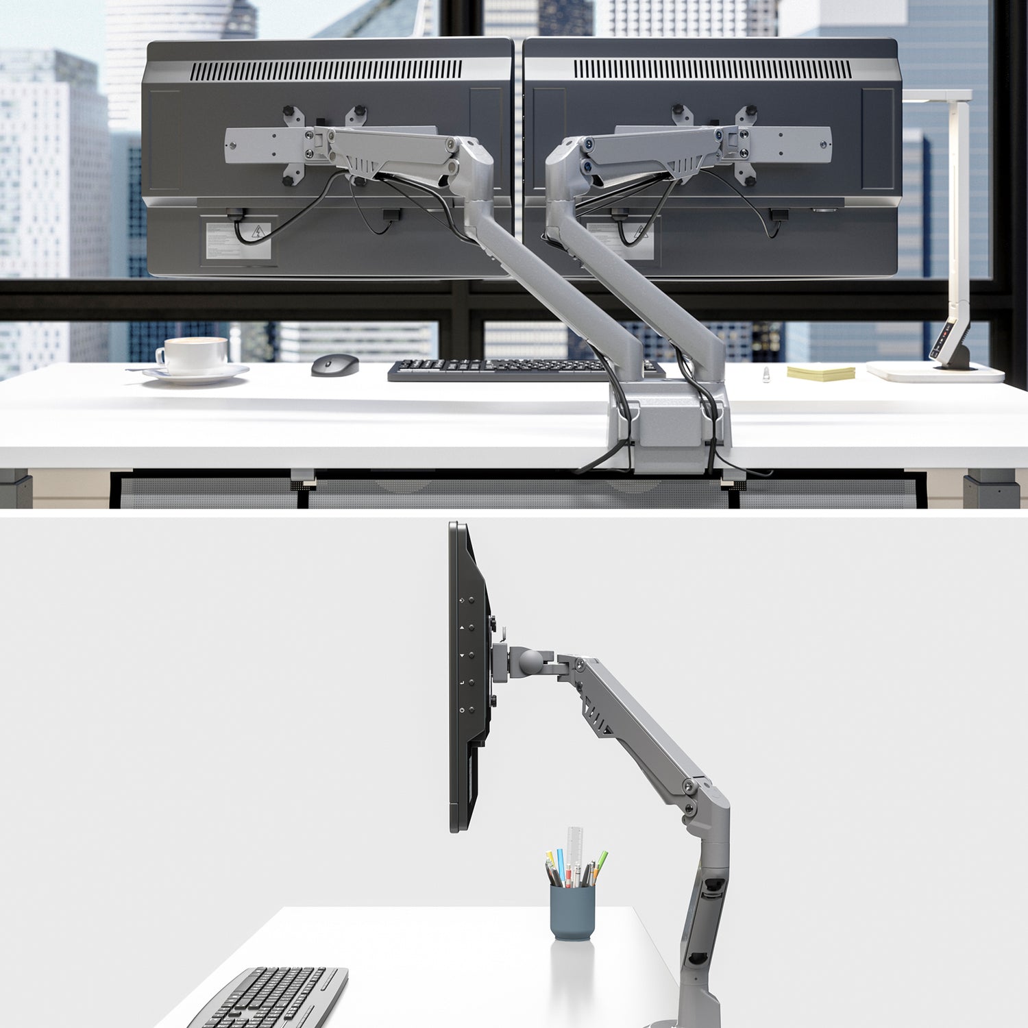 upCentric ergonomic dual-screen stand