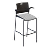 Bar height stool with upholstered backrest and seat - Butterfly Series