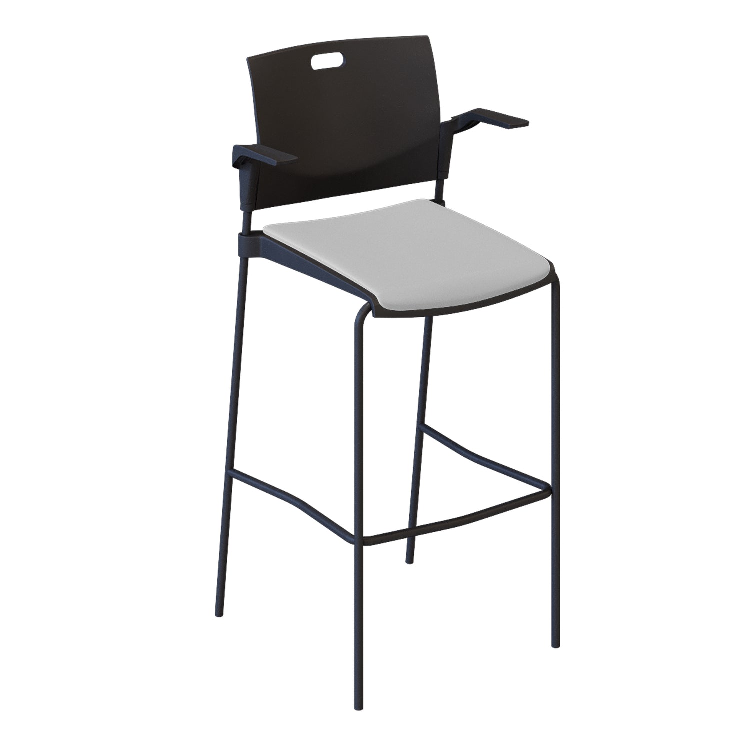 Bar height stool with upholstered backrest and seat - Butterfly Series