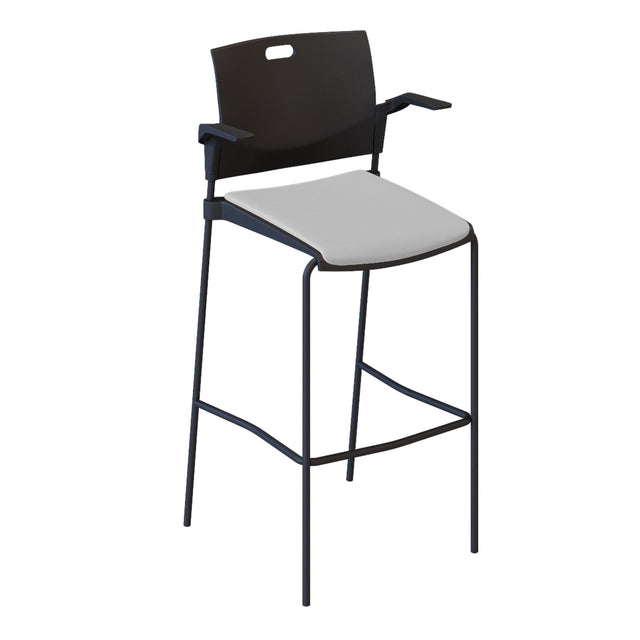 Bar height stool with upholstered backrest and seat - Butterfly Series