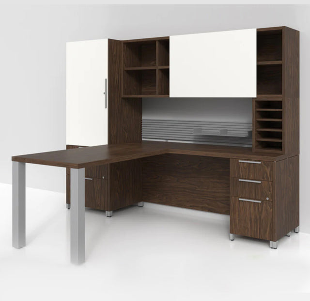 Mobilier de bureau en L avec rangements - Série Quad