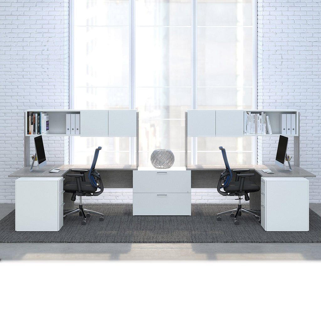 Ensemble de 2 bureaux en L avec étagère - Collection C.A.