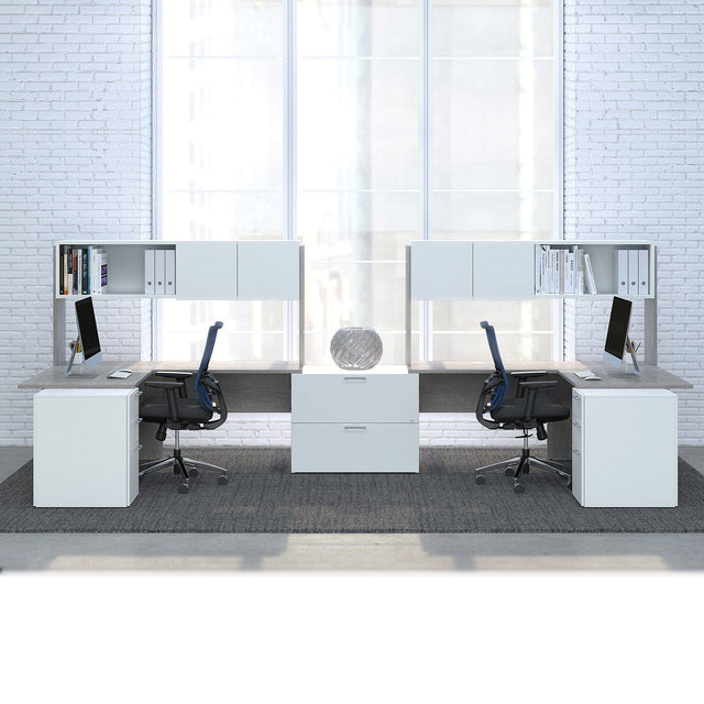 Ensemble de 2 bureaux en L avec étagère - Collection C.A.