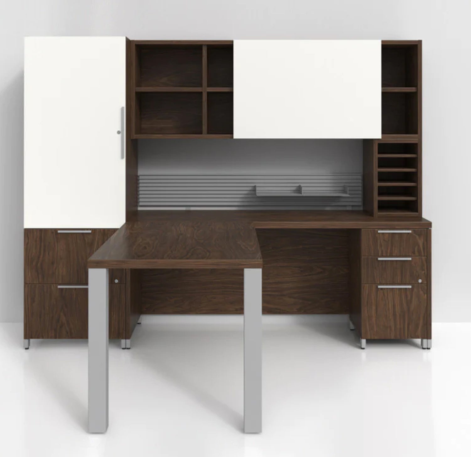 Mobilier de bureau en L avec rangements - Série Quad