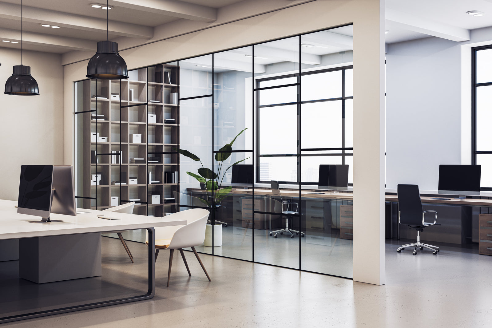 Espace de bureau moderne et ergonomique illustrant les tendances design et mobilier de 2025