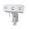 White ergoCentric Dual Mount Power Dock with clamp for above-desk installation