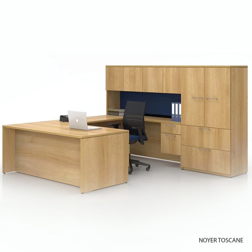 Bureau en U avec étagère et armoire combinée, Concept 400E