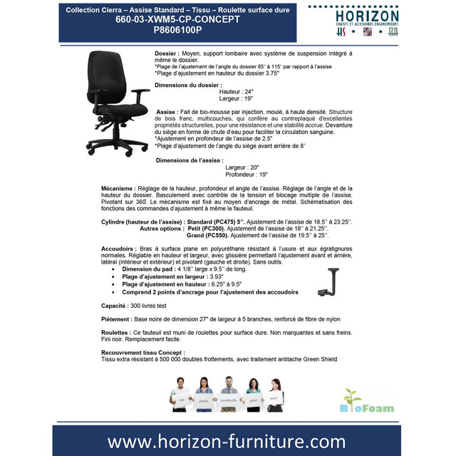 Collection Cierra - Assise standard - Tissu - P8606099P / P8606100P