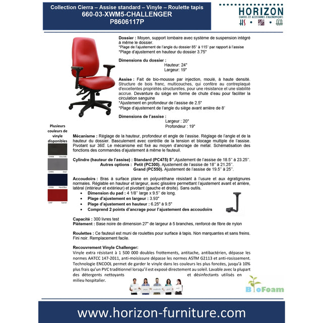 Collection Cierra - Assise standard - Vinyle - P8606117P