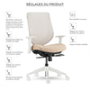 Chaise de bureau blanche avec dossier en maille Youtoo