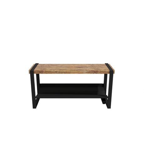 Banc d’entrée Moderno Rakabot brun whisky, vue sans chaussures.