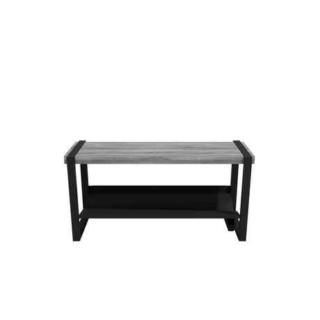 Banc d’entrée Moderno Rakabot gris béton, vue sans chaussures.