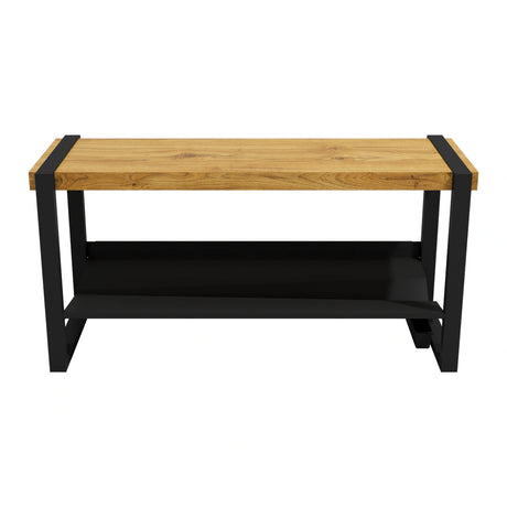 Banc d’entrée Moderno Rakabot miel, vue sans chaussures.