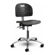 Chaise ESD Shoptech 2000ESD-14 Horizon Furniture en polyuréthane noir, sans accoudoirs, avec base en aluminium poli.
