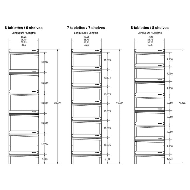 Dimensions Titan 6, Titan 7 et Titan 8