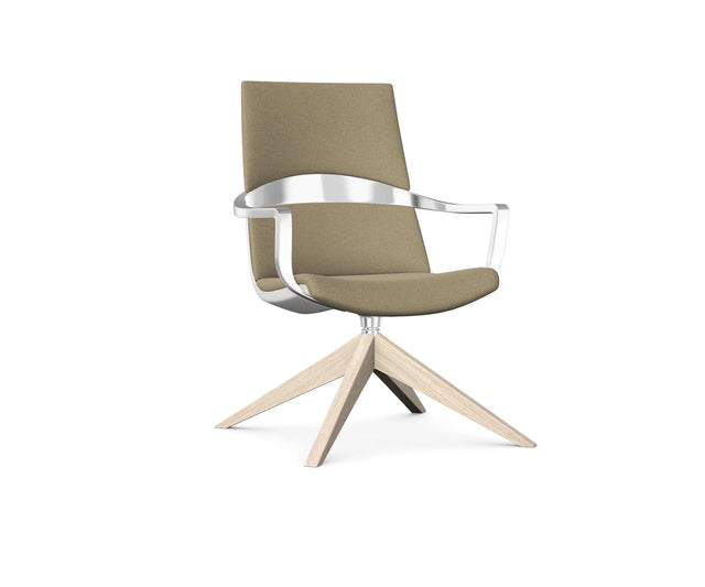 Fauteuil lounge Mantra, dossier moyen, base en bois